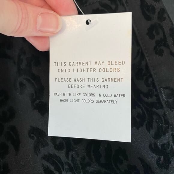 Diane Gilman 22W Whimsigoth Witchy Floral Black Velour Stretch Ankle Pant Sexy - Picture 7 of 11